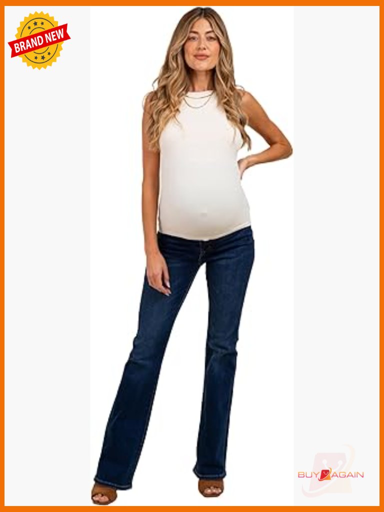 Classic Bootcut Maternity Jeans Pull On Mid Rise Adult